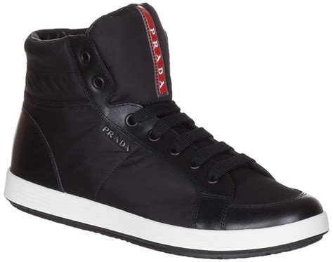 mens black prada high top sneakers|men's prada sneakers on clearance.